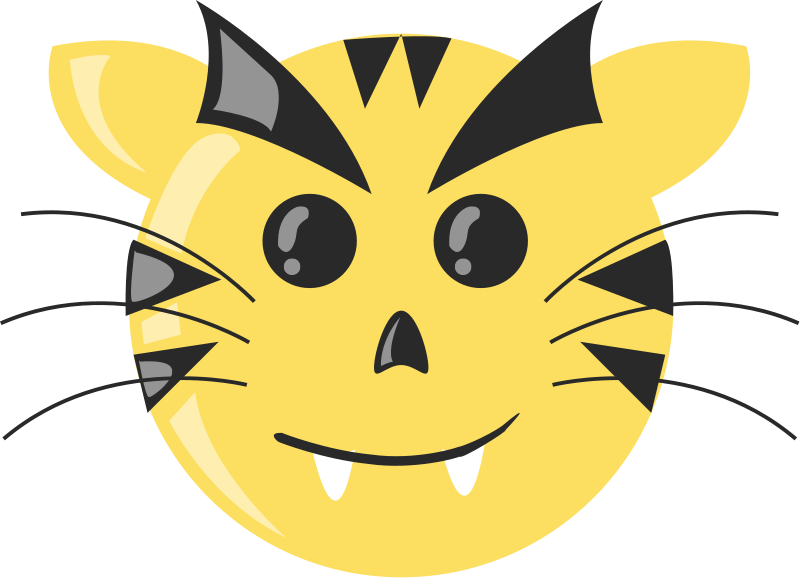 Cartoon Tiger Face Sad - Custom Yellow Cat Face Shower Curtain (1037x750)