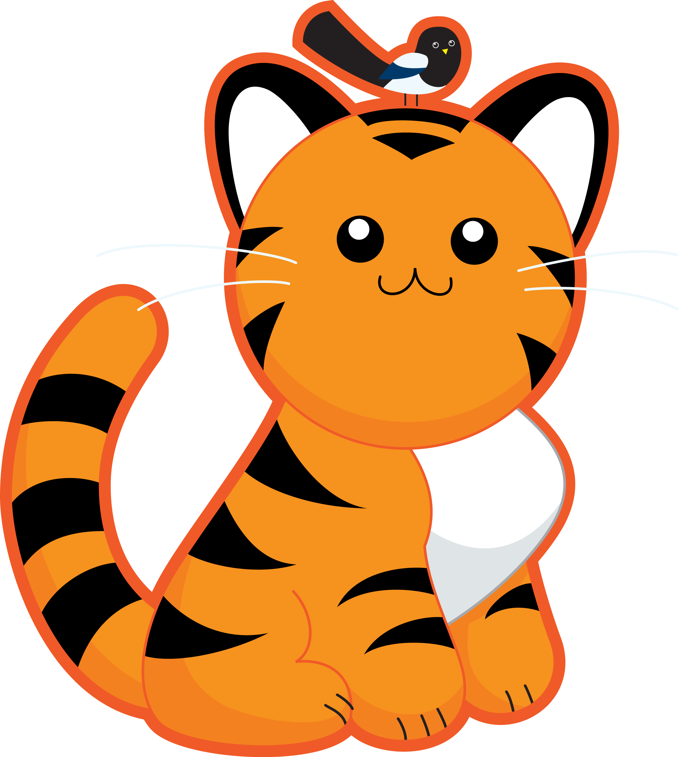 Roary, Kimchi Kawaii's Tiger Mascot With A Magpie - Cat (2599x2900)