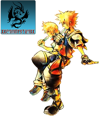 Sora And Roxas Render By Cartoonperson - Kingdom Hearts 2 Official Art (443x521)