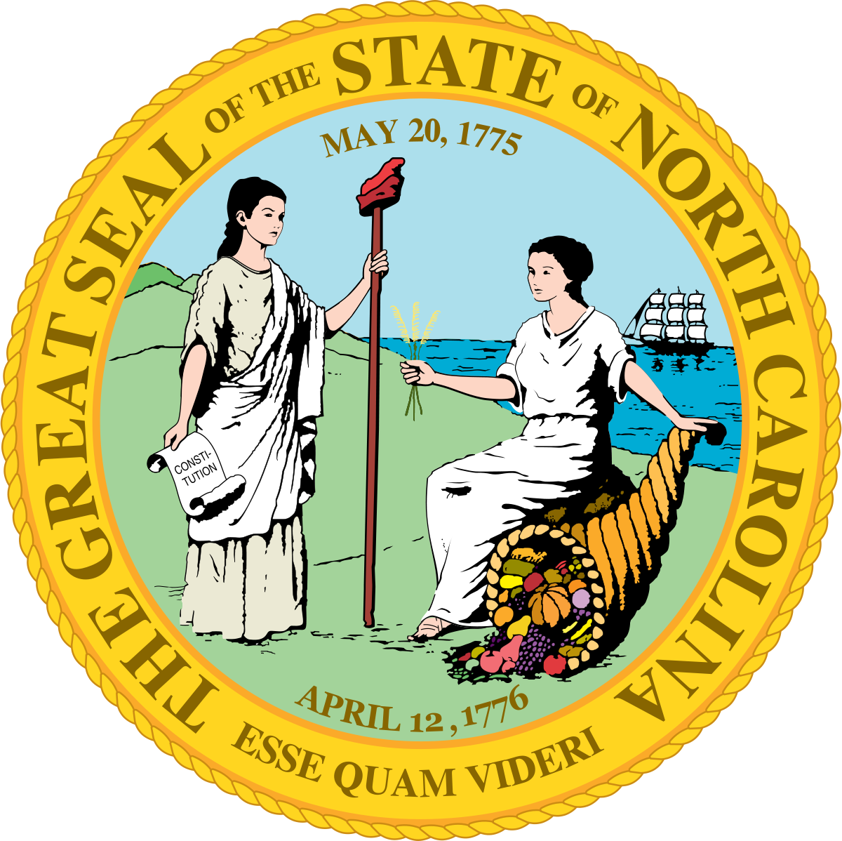 The Seal Of North Carolina Bears The Date Of The Mecklenburg - 3.8 Inch North Carolina State Seal Vinyl Transfer Decal (1200x1198)