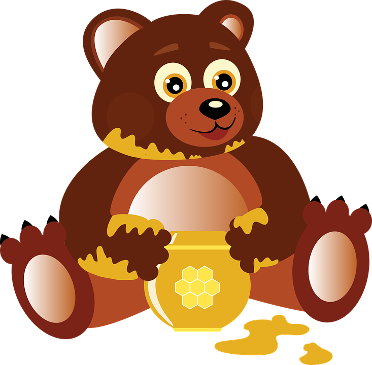Cartoon Teddy Bear 29, Buy Clip Art - Cartoon Bear Eating Honey (733x720)