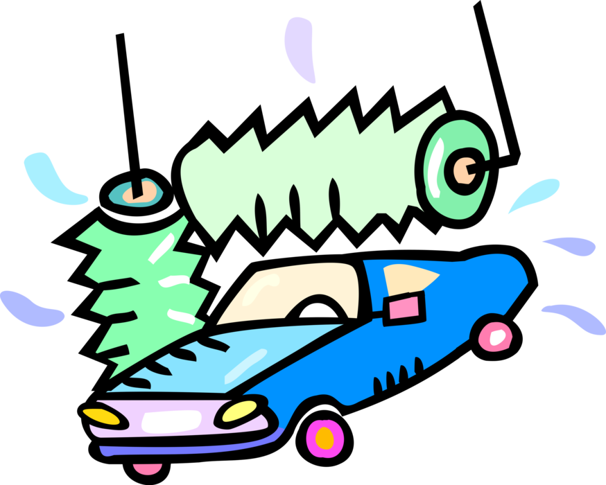 Vector Illustration Of Car Wash Or Carwash Auto Wash - Waschanlage Clipart (874x700)