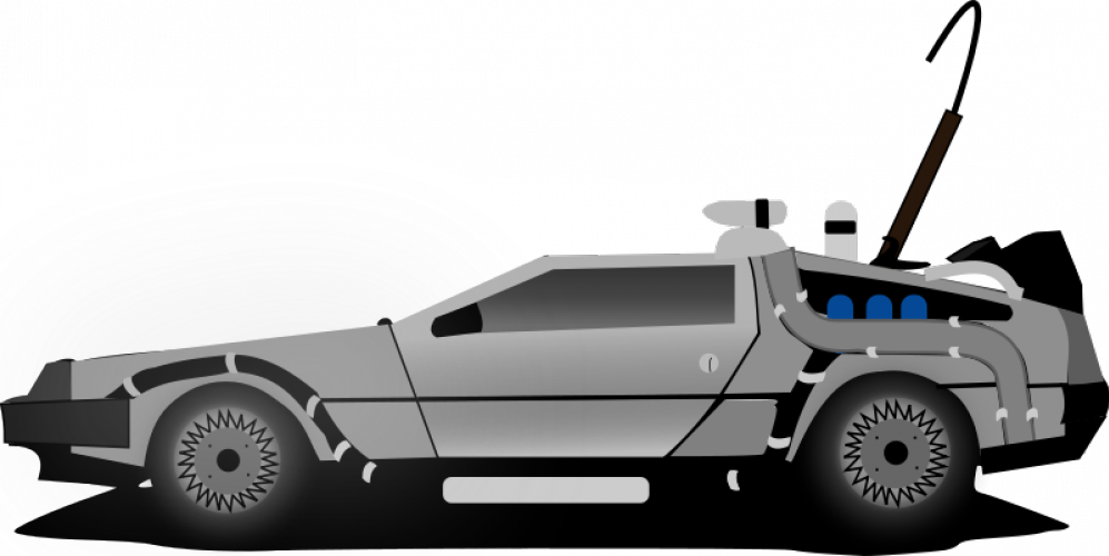 Delorean Dmc-12 Car Vector Clip Art - Back To The Future Delorean Clipart (997x500)