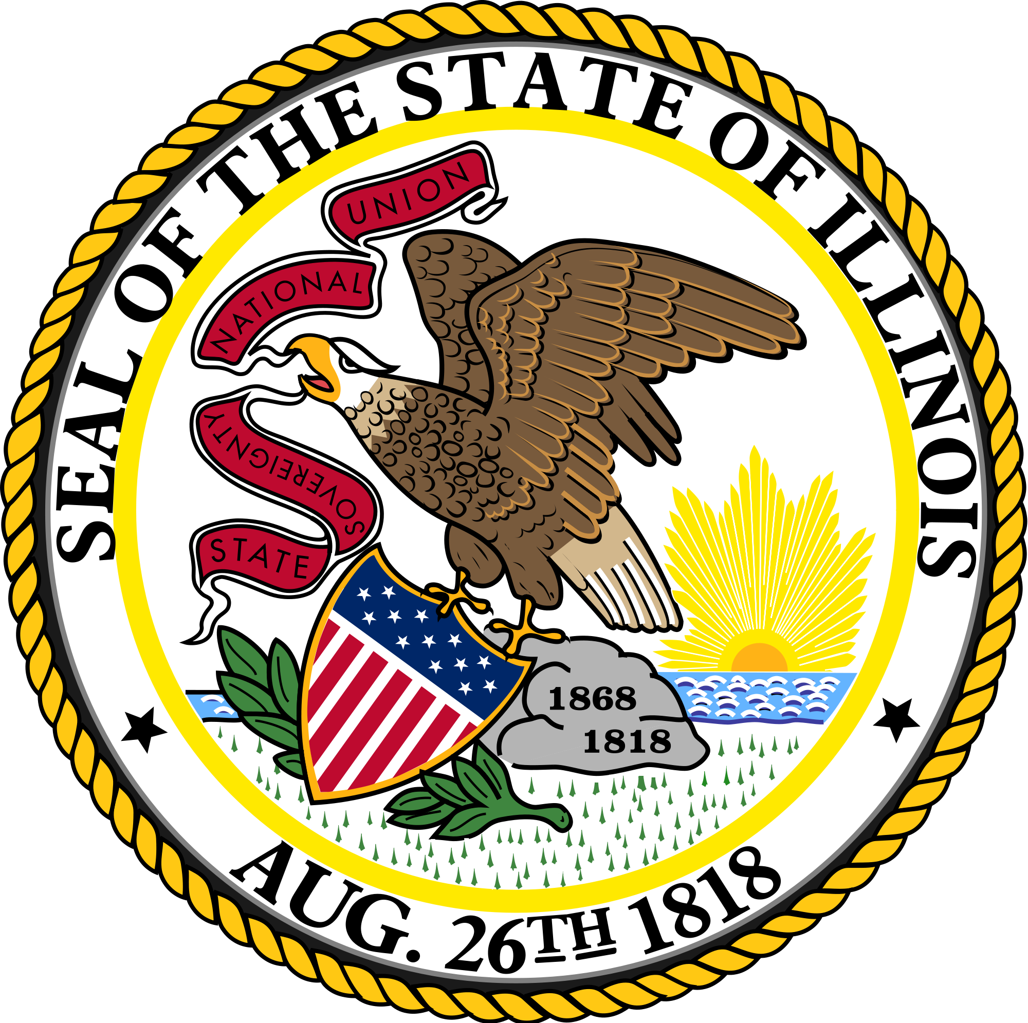 Flag Of Illinois Seal Of Illinois - State Seal Of Illinois (2000x1991)