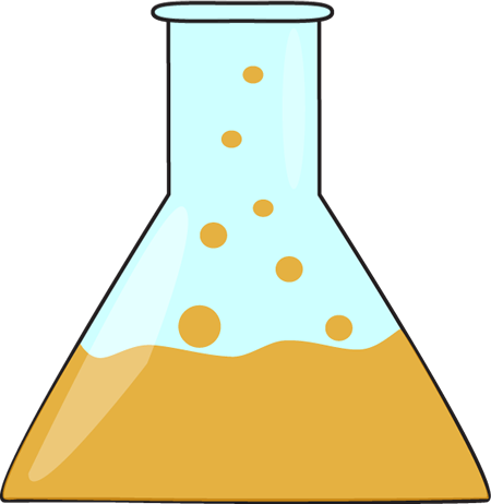 Orange Bubbling Science Beaker - Science Flask Bubbling (450x462)