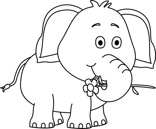Cute Elephant Drawings - Elephant Black And White Clipart (500x416)