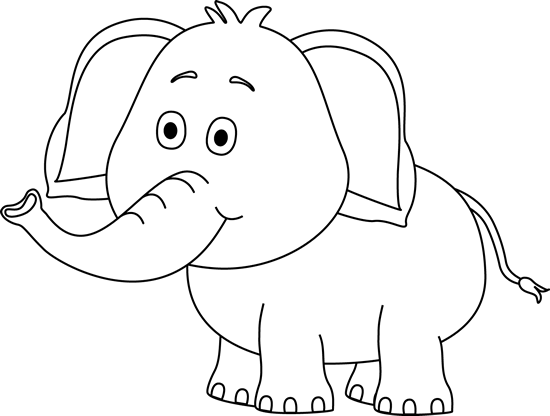 Cute Elephant Clip Art Black And White - Elephant Clipart Black And White (550x416)