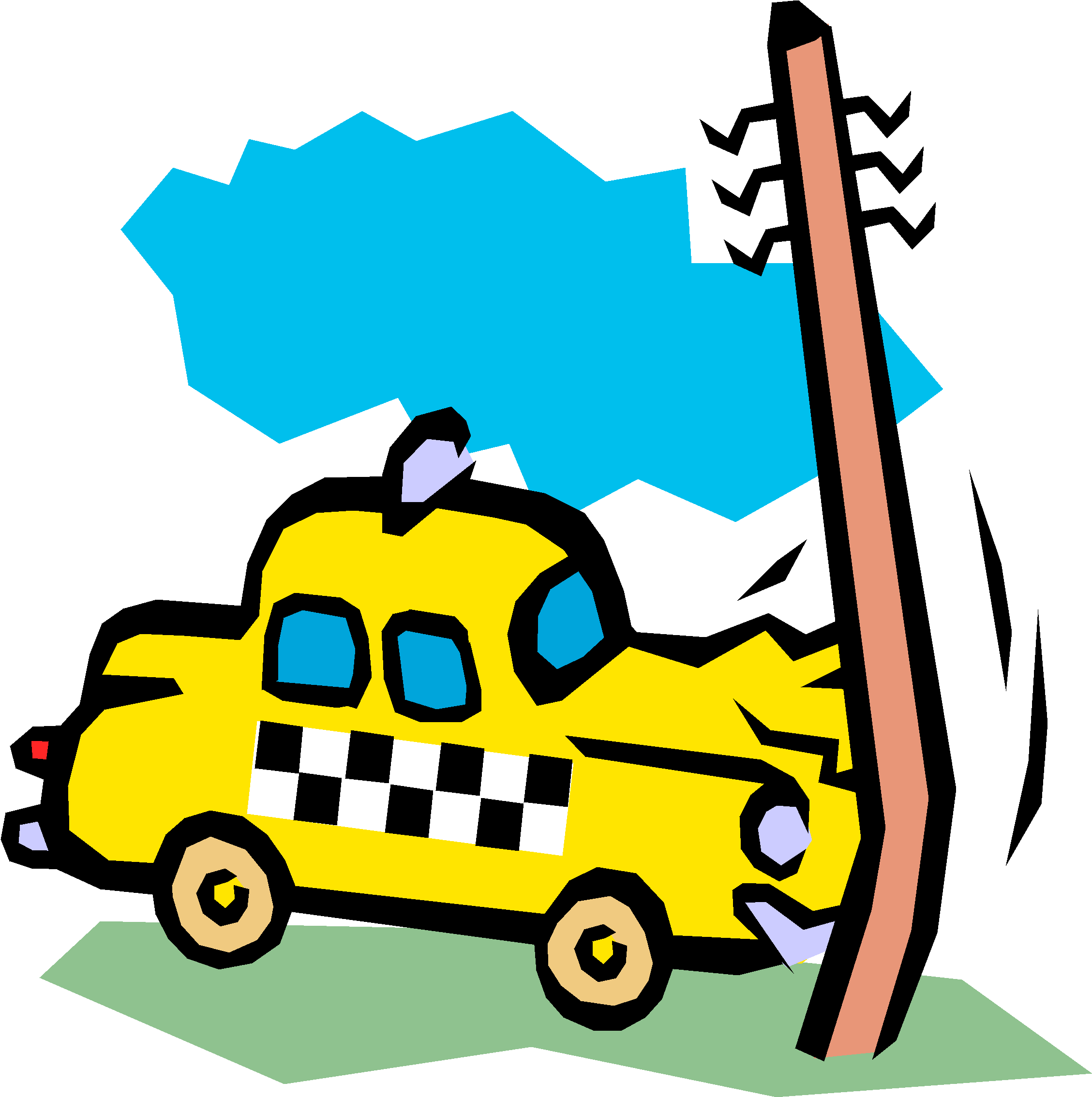 Car Crash Into Pole Drawing (2371x2395)