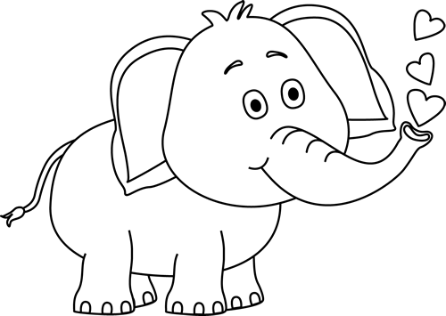 Clipart Elephant Black And White - Black & White Elephant (500x355)
