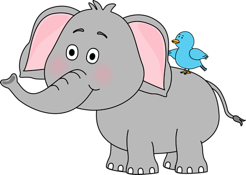 Elephant And Bird - Elephant Clipart (500x357)