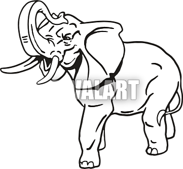 Elephant With Trunk Up Clipart - Drawing Of An Elephant With Trunk Up (361x333)