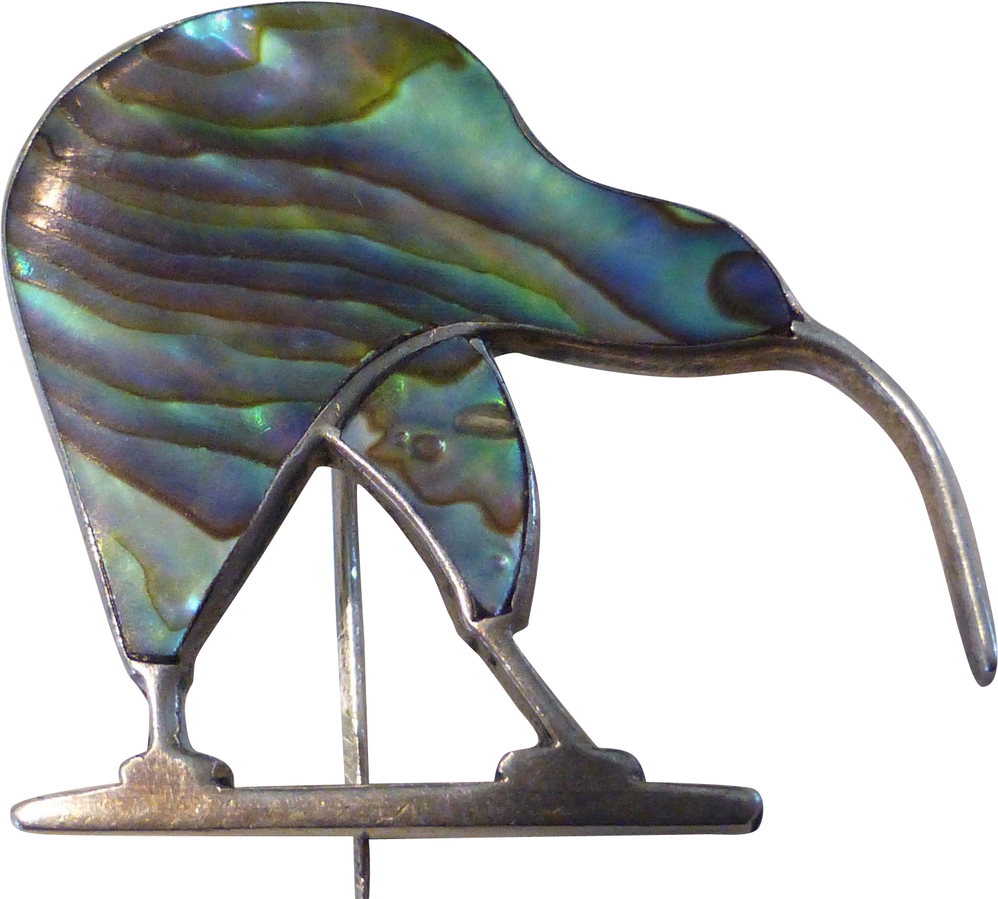Vintage Sterling Silver Abalone Paua Inlay Kiwi Bird - Hummingbird (1447x1447)