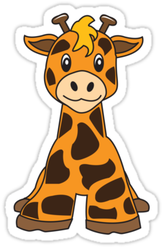 Cute Cartoon Giraffe Tumblr - Animal Sticker Png Hd (375x360)