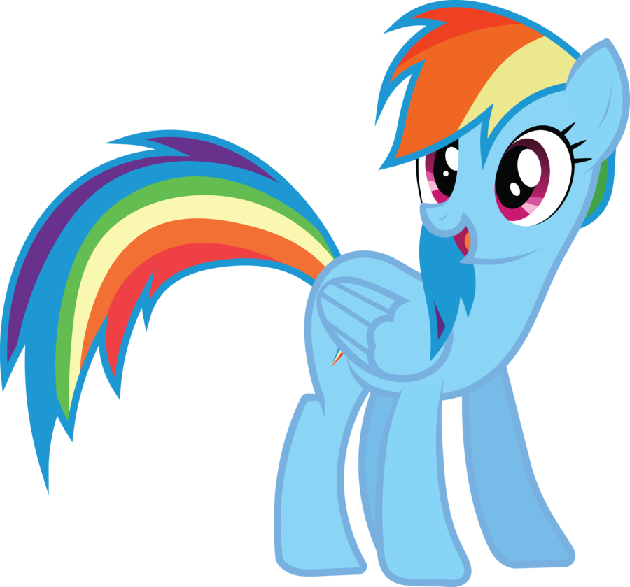Rainbow Dash Vector Standing Png Photos - My Little Pony Rainbow Dash Happy (900x839)