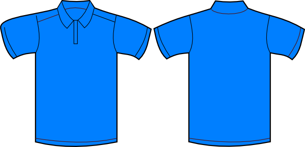Front Clipart - T Shirt Polo Blue (600x291)