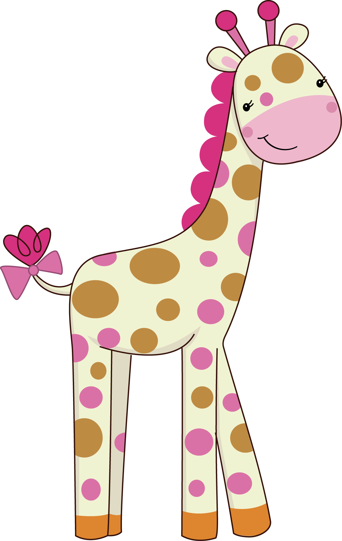 Pretty Pink Girly Jungle Animals - Girl Giraffe Clipart (1123x1776)