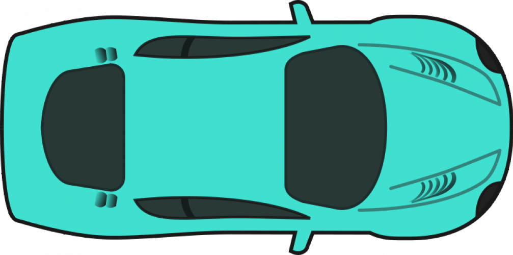 Turquoise Racing Car Vector Drawing - Car Top View Clipart (1007x500)