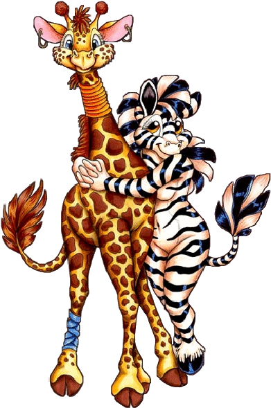 Similiar Funny Cartoon Giraffe Keywords - Zebra And Giraffe Friends (600x600)
