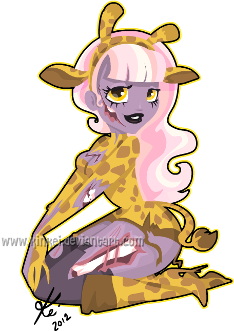Zombie Giraffe Pinup By Kinkei - Sexy Giraffe Cartoon (462x644)