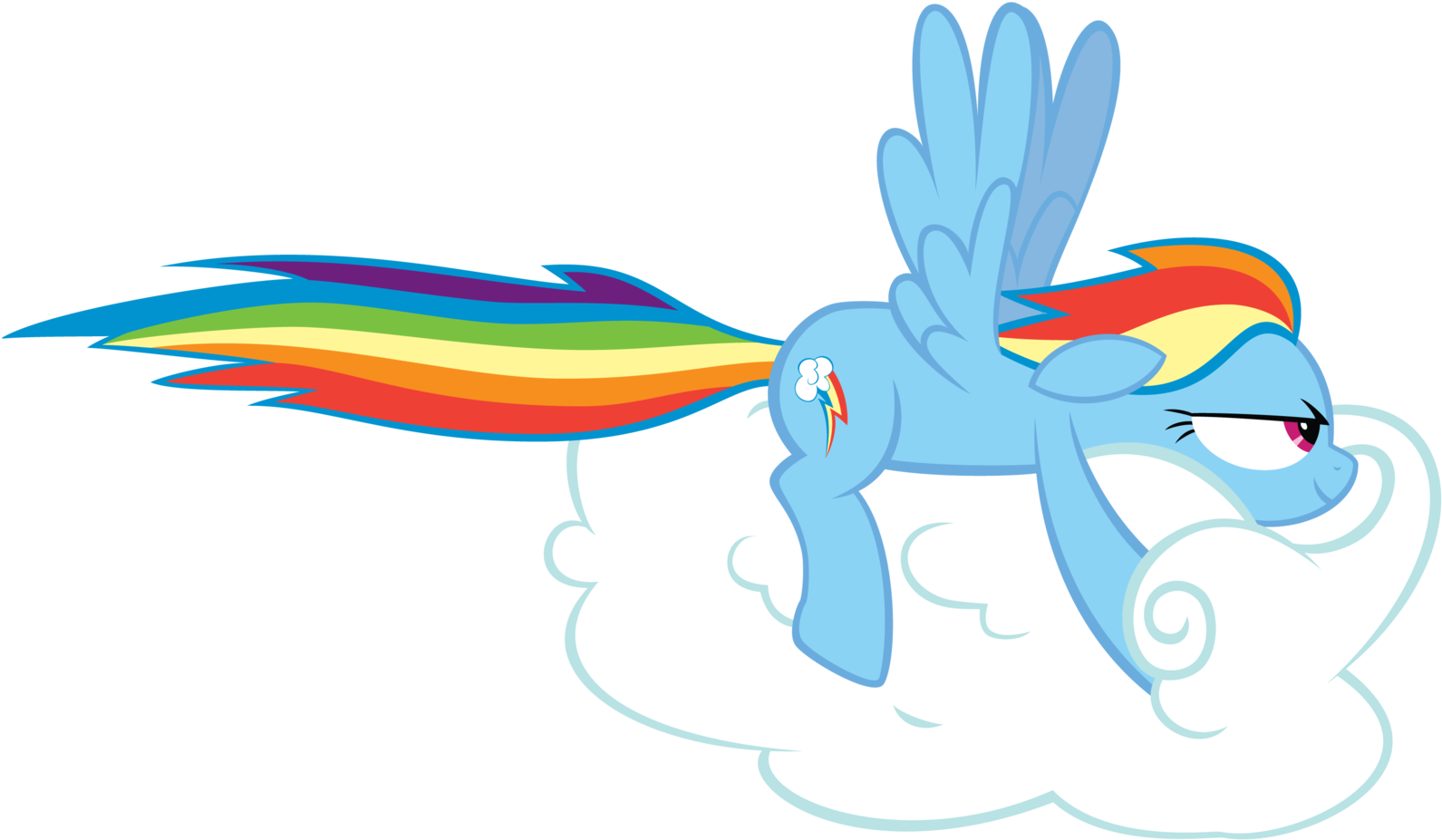 Mlp Rainbow Dash Cloud Vector - Rainbow Dash On A Cloud (1600x930)