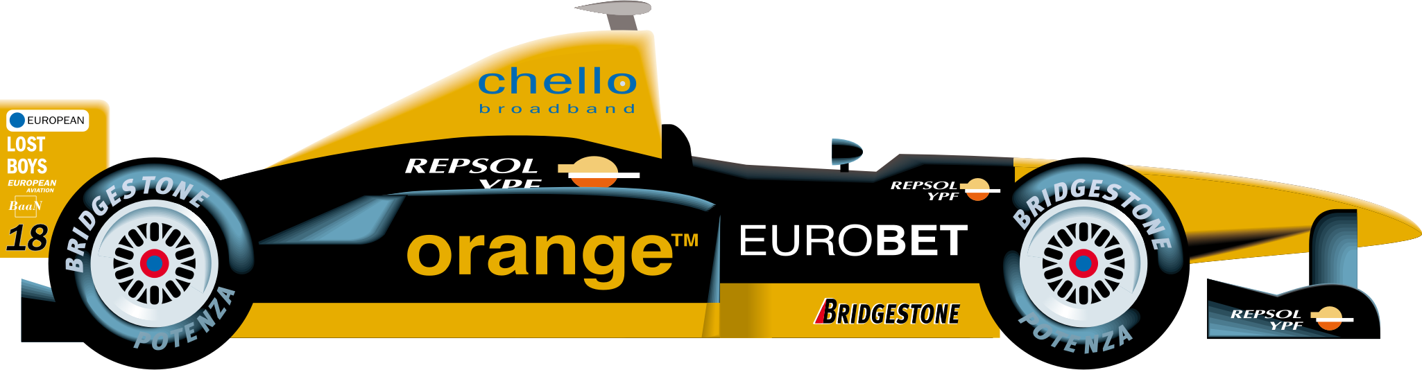 1 Racecar - Formula One Car Clipart Png (2050x534)