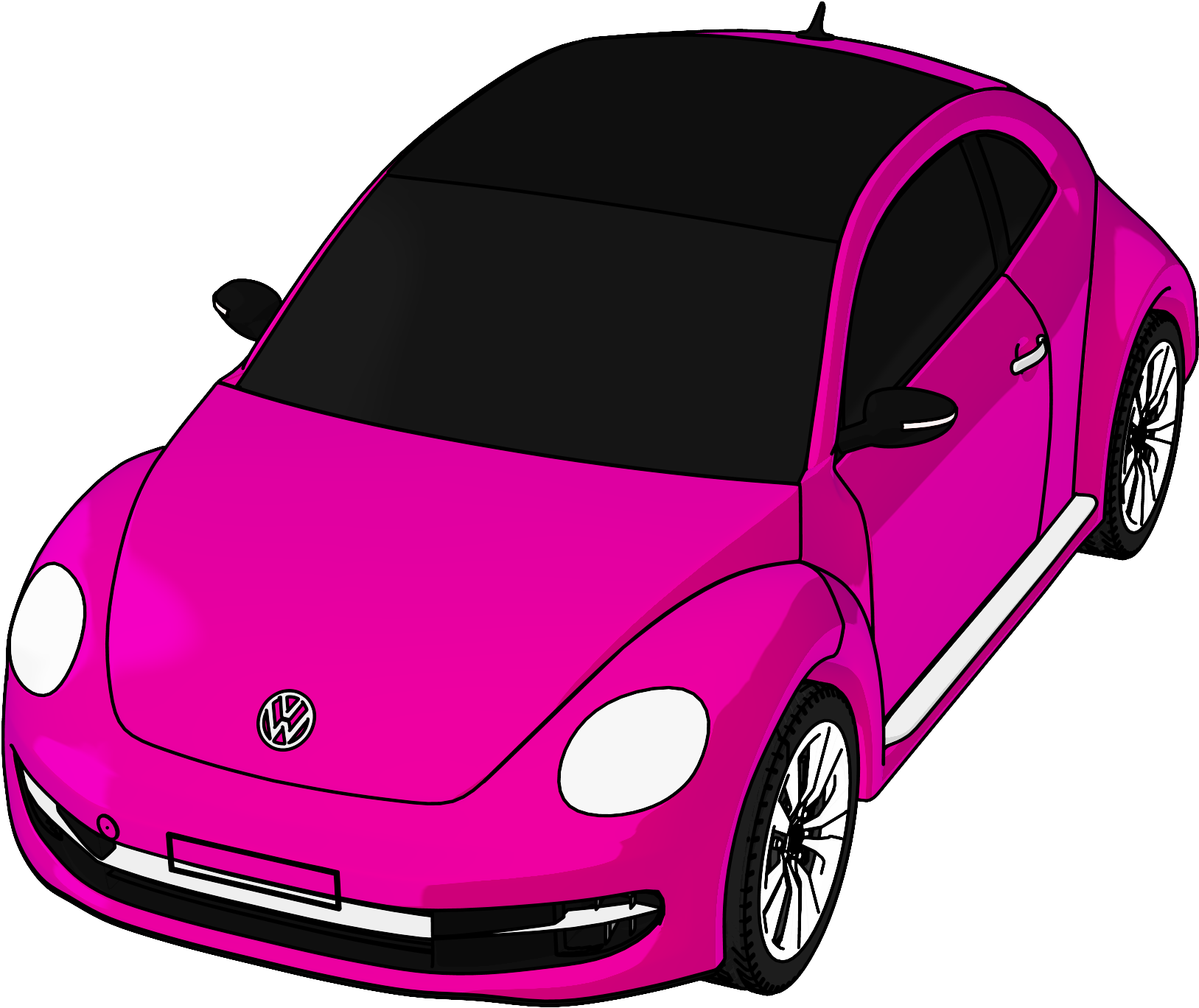 Vw Volkswagen Beetle Perspective View Cartoon Clipart - Vw Beetle Cartoon (1684x1404)