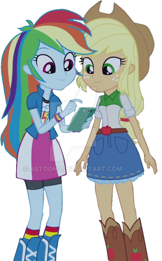 Eqg Rainbow Rocks Rainbow And Applejack Vector By Abtoons - My Little Pony: Equestria Girls - Rainbow Rocks (600x919)