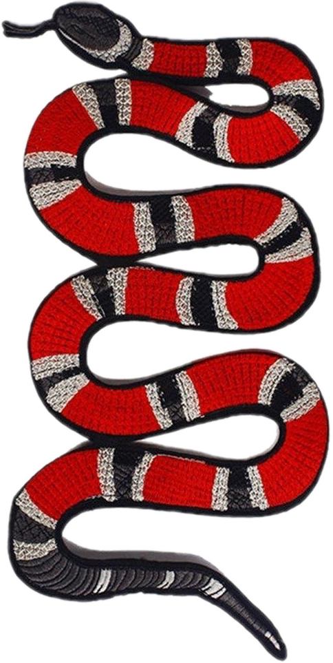 Gucci Guccisnake Red Lit - Snake Flower Embroidered Applique Patch Vintage Animal (484x963)