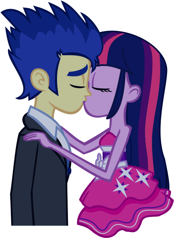 Twilight And Flash Sentry Human By Lunara206 - Mlp Flash And Twilight Kiss (745x1053)