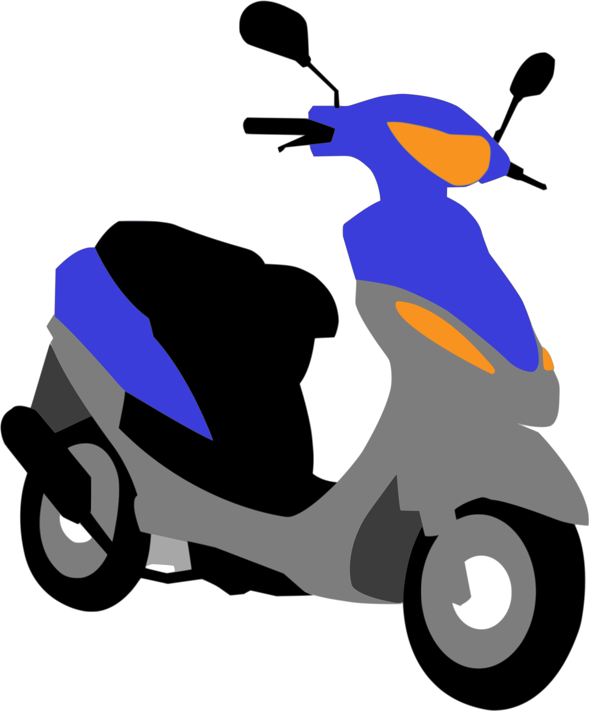 Blue Scooter - Scooter Vector (2420x2400)