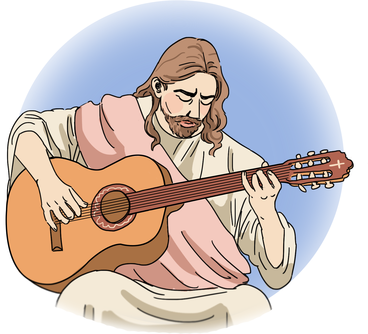 How To Write A Christian Rock Song In 5 Easy Steps - Jesus With Guitar Cartoon (1600x1480)