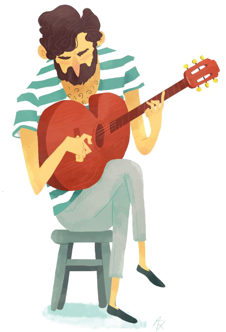 Guitar Ukulele Cartoon Illustration - Guitar Ukulele Cartoon Illustration (474x800)