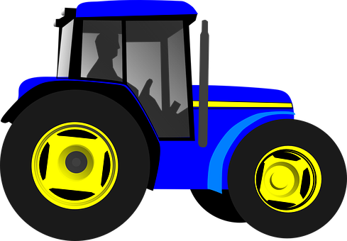 Tractor Vehicle Machine Engine Agriculture - Blue Tractor Clipart (489x340)