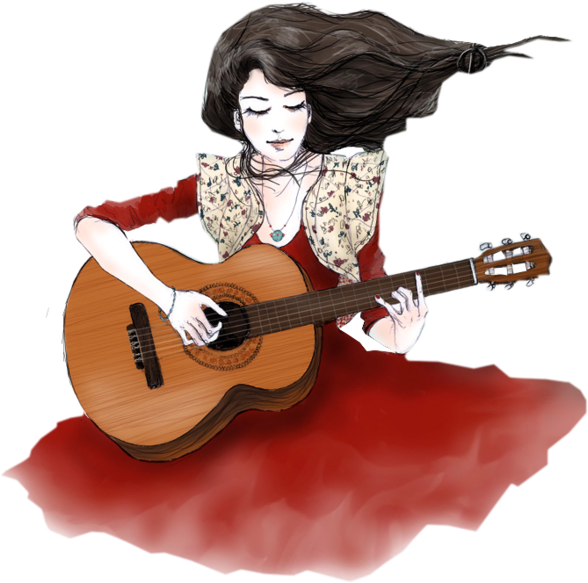 Guitar Players Women - Illustration (600x628)
