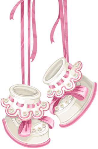 Baby Shower Card With Pink Booties And Lace [п - Baby Memory Book It's A Girl: Baby Book Keepsake And (328x500)