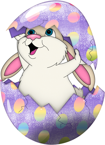Cute Purple Easter Bunny In Egg Transparent Png Clipart - Cute Easter Bunny Clipart (457x600)