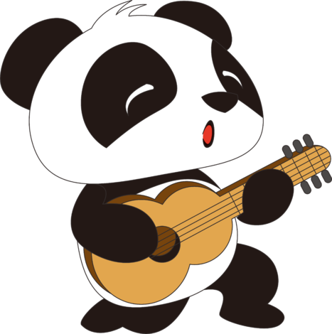 Panda Guitar - Panda Playing Guitar Cartoon (467x470)