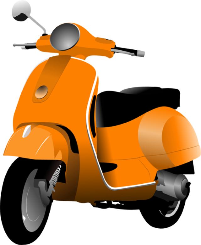Clip Art Of A Motor Scooter - Moped Clipart (640x779)