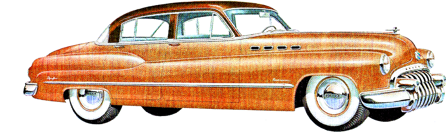 1950 Vintage Buick Download - Vintage Car Illustration Png (1600x624)