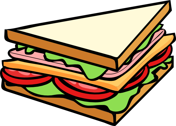 Sandwich Half Clip Art - Sandwich Clipart (600x432)