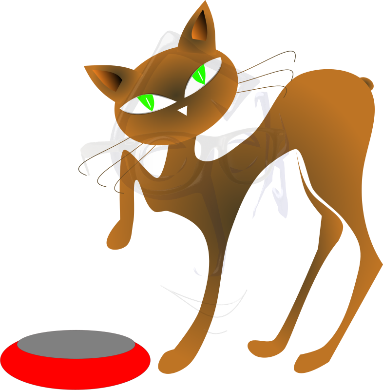 Cartoon Cat Demanding Food In Bowl - Domestic Short-haired Cat (786x800)