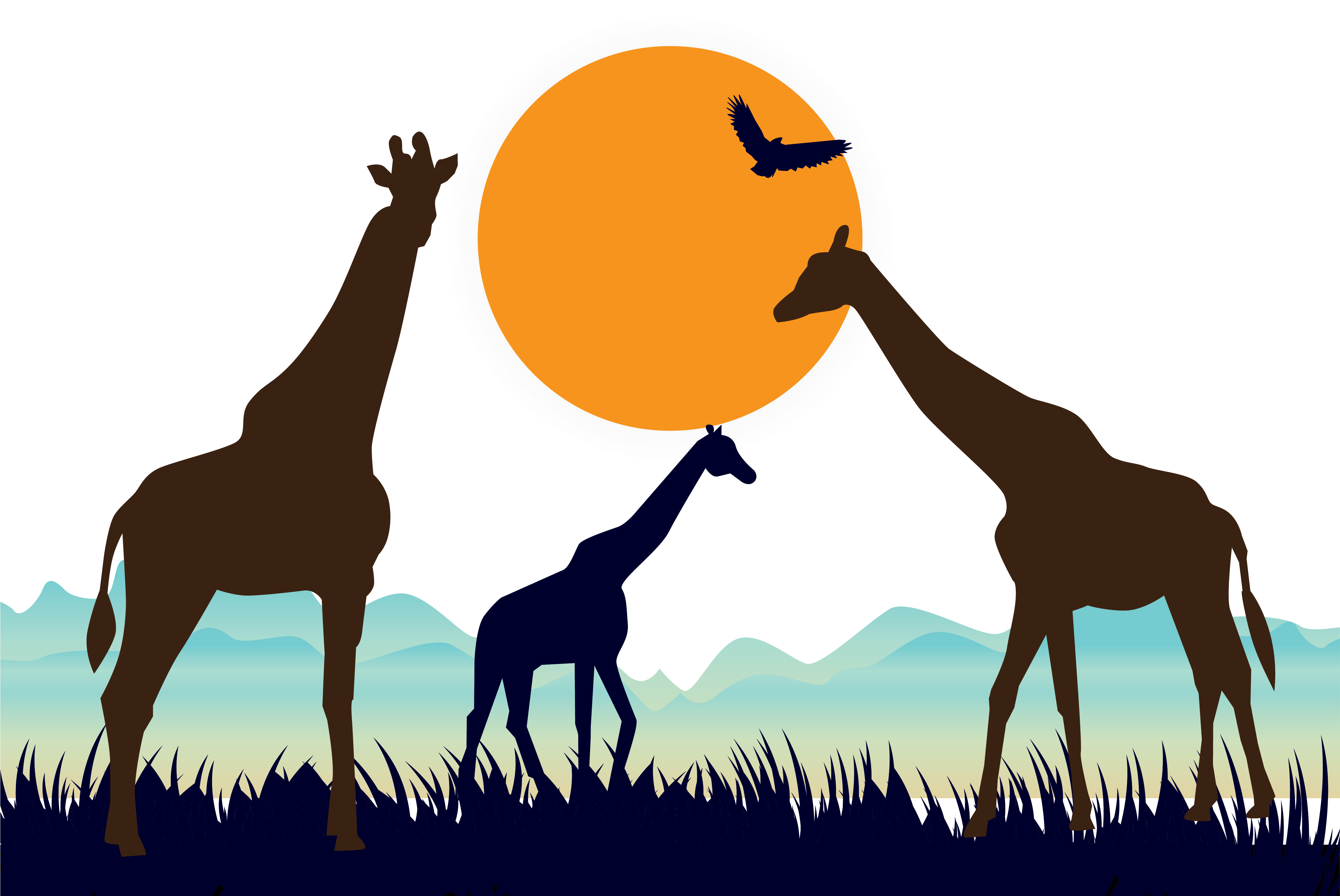 Euclidean Vector Silhouette Illustration - Giraffe (4567x3081)