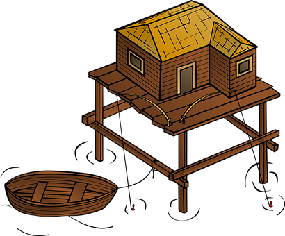 Building, Water, Map, Game, Boat - Draw Houses On Water (410x340)