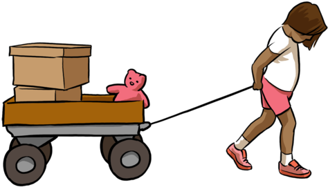 Cart Clipart Pulled - Girl Pulling A Toy Car (500x284)