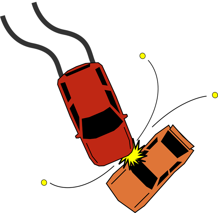 Motor Vehicles At The Point Of Collision - Cartoon Car Accident Gif (738x720)
