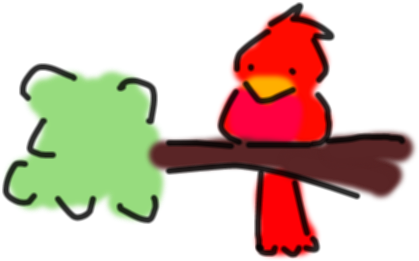 Little Red Bird Sitting On A Tree By Roodoki - Cartoon (920x421)