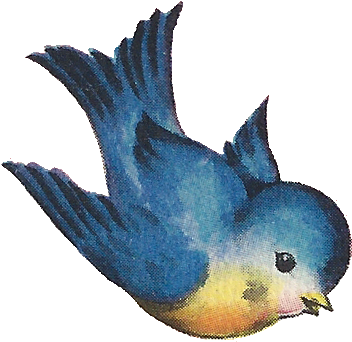 Vintage Blue Bird Clipart (366x355)