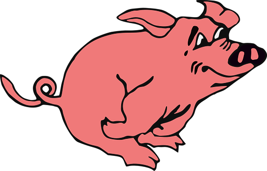 Pig, Hog, Piggy, Pink, Swine, Pork - Pig Running Clipart (529x340)