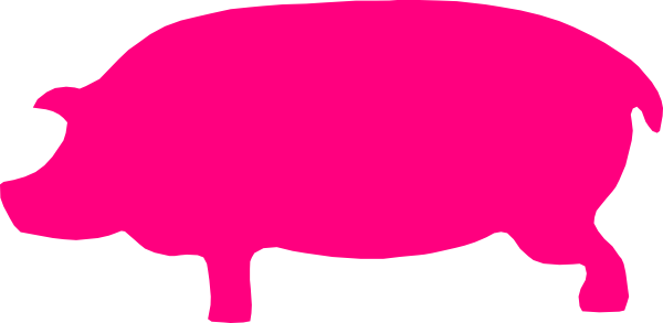Pink Pig Clipart - Pink Pig Silhouette Png (600x293)