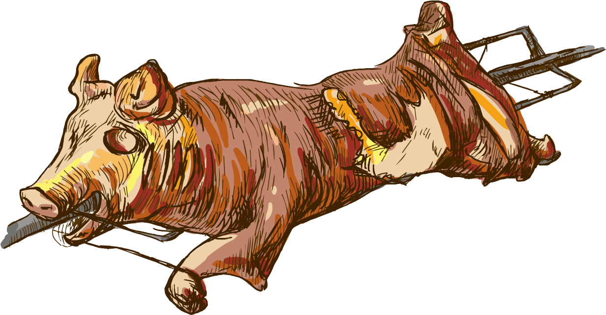 Pig Roast Suckling Pig Roasting Illustration - Cow In Lechon Cartoon (1276x1276)